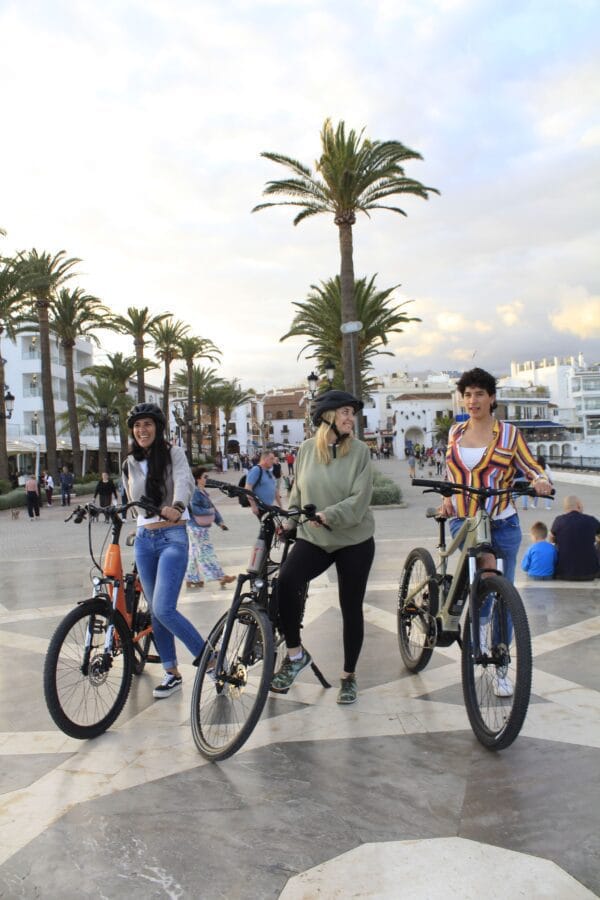 eBike parked on a scenic clifftop in Nerja with Mediterranean views